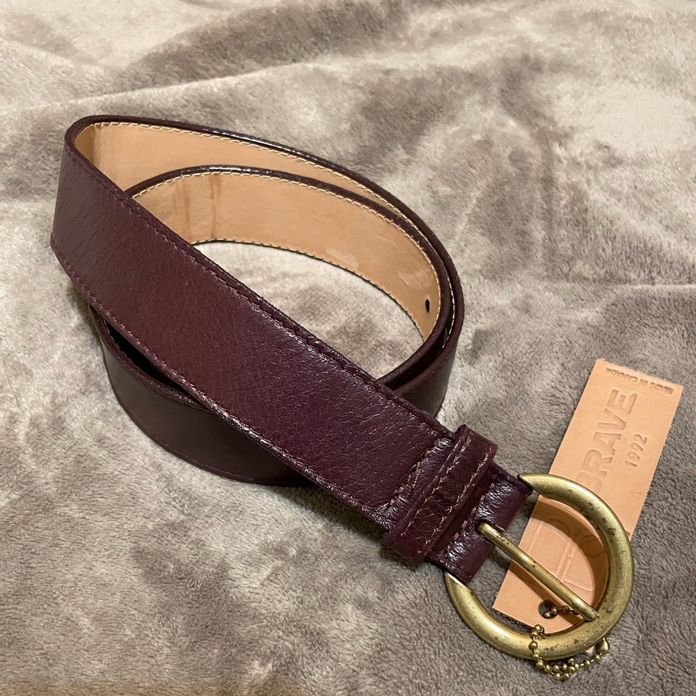 Brave Deep Burgundy Belt with Brass Buckle